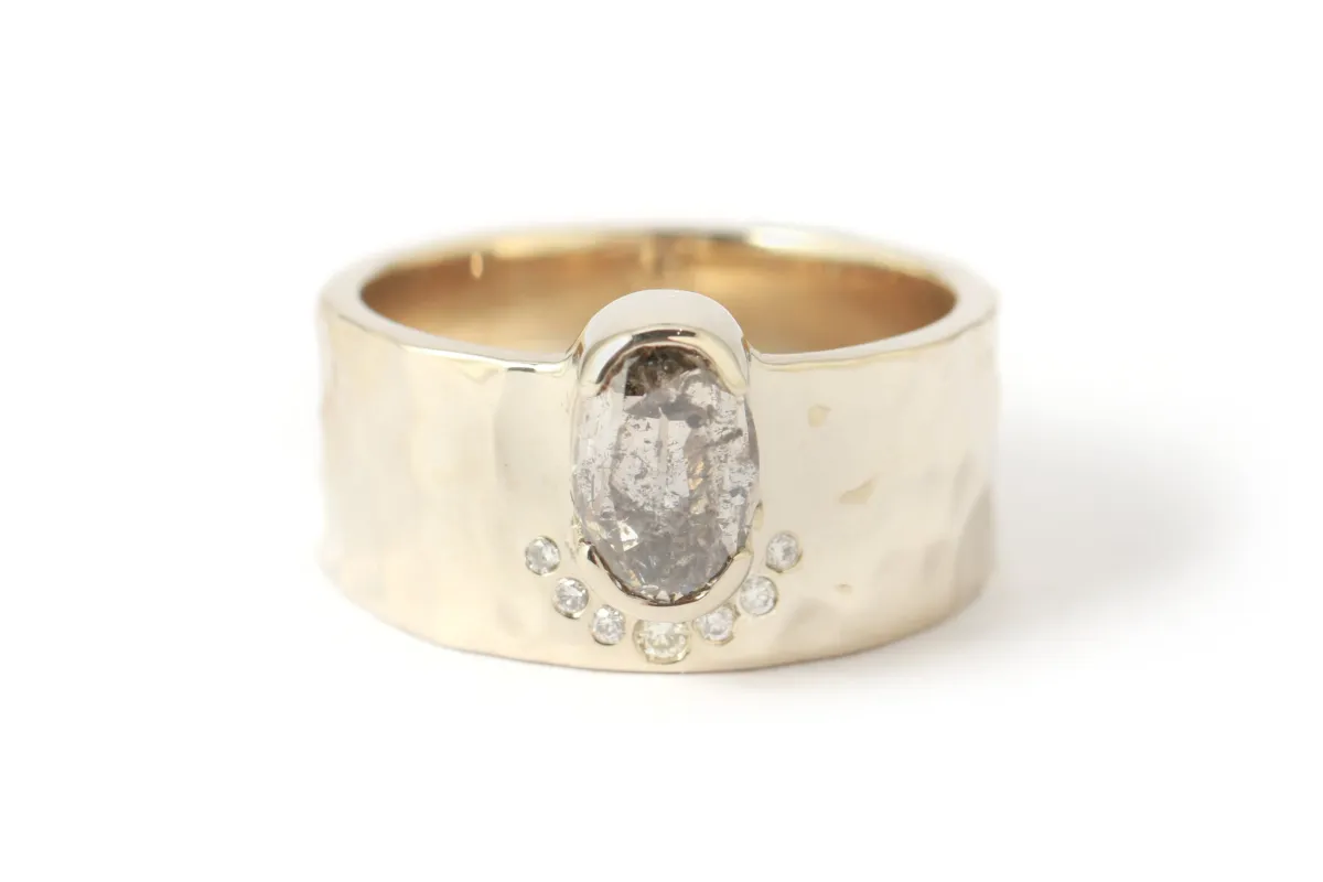 Half Halo Salt and Pepper Diamond Cigar Band sold by Melissa Joy Manning