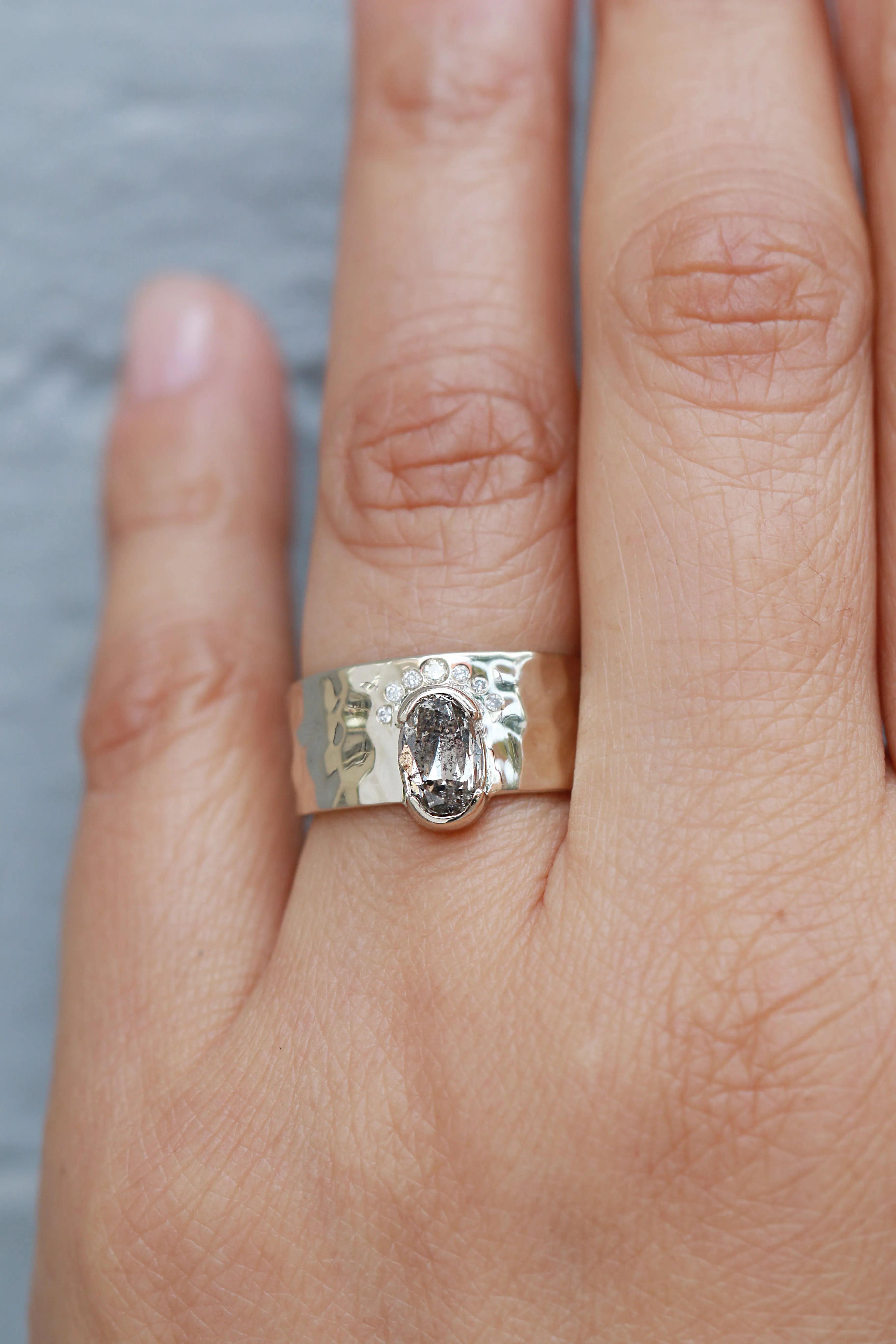 Half Halo Salt and Pepper Diamond Cigar Band sold by Melissa Joy Manning product image thumbnail 2