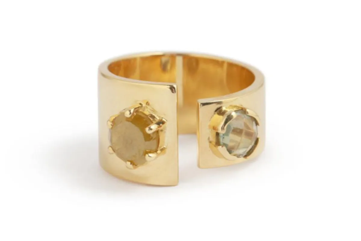 Sapphire and Yellow Diamond Split Cigar Band sold by Melissa Joy Manning