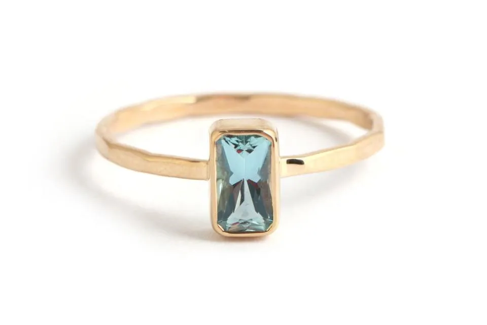 Vietnamese Aquamarine Baguette Ring sold by Melissa Joy Manning