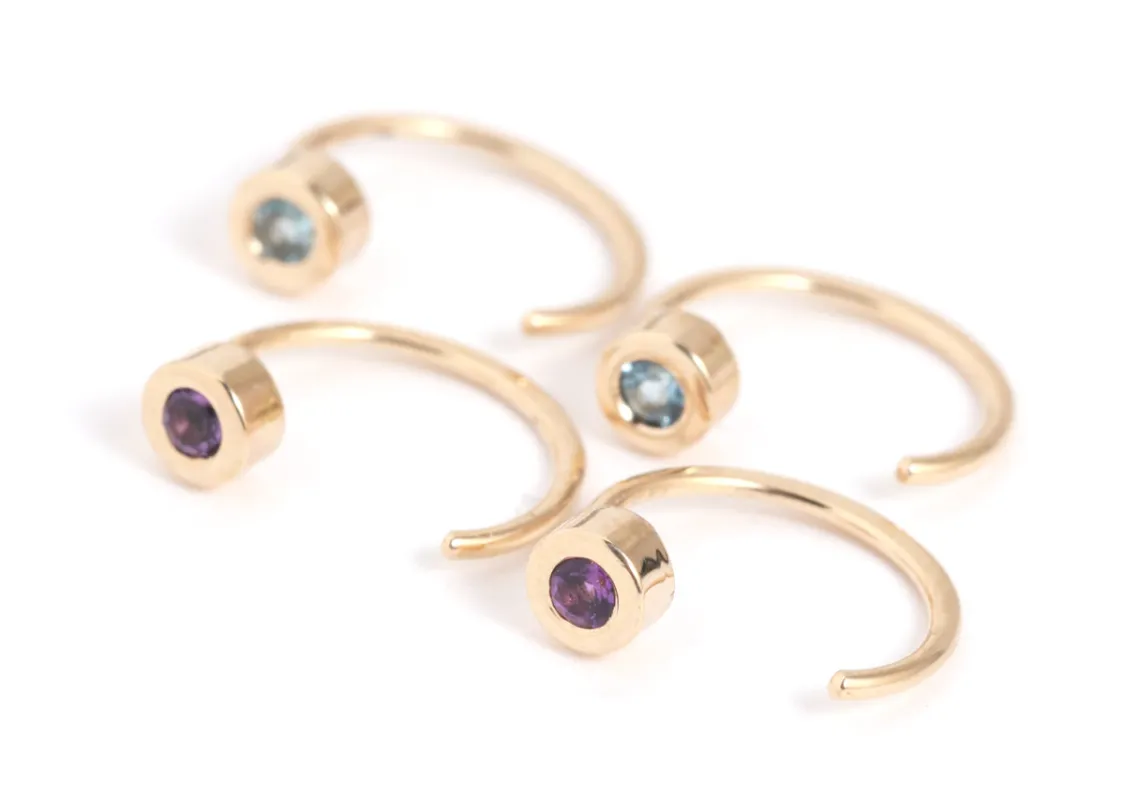 Bezel-Set Gemstone Hug Earrings sold by Melissa Joy Manning