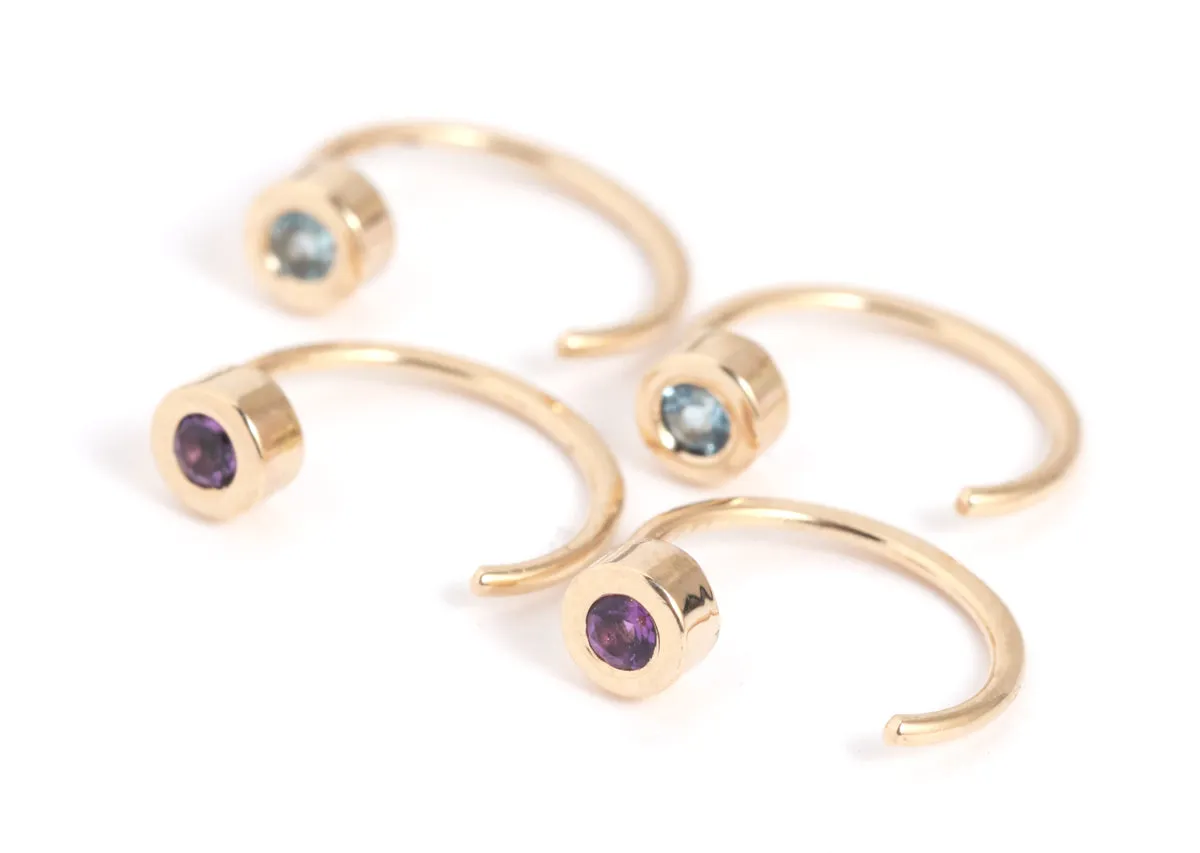 Bezel-Set Gemstone Hug Earrings sold by Melissa Joy Manning