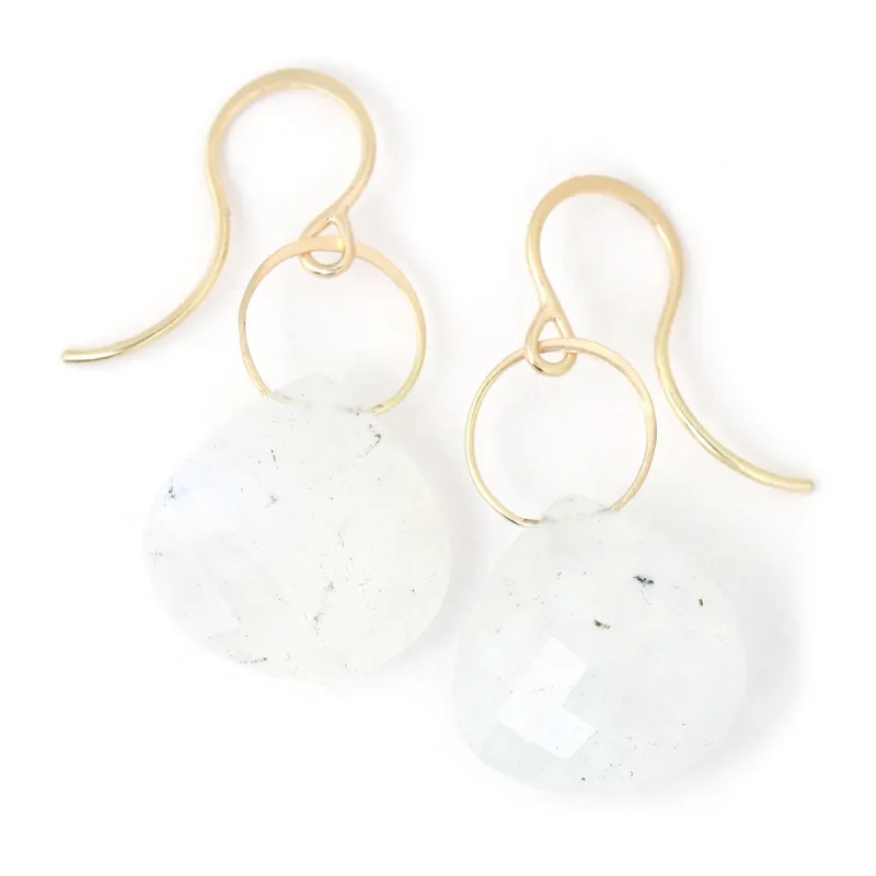 Large Moonstone single drop earrings sold by Melissa Joy Manning