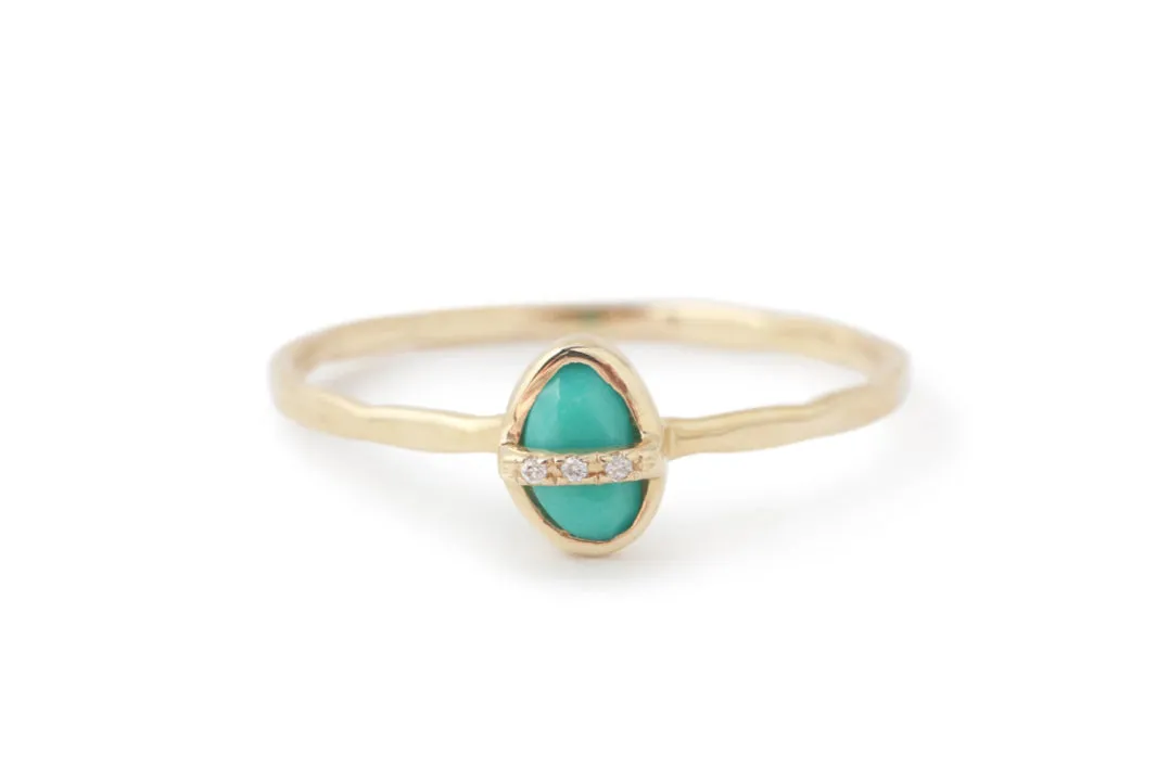 Small Micropave Bezel Wrapped Turquoise Ring sold by Melissa Joy Manning