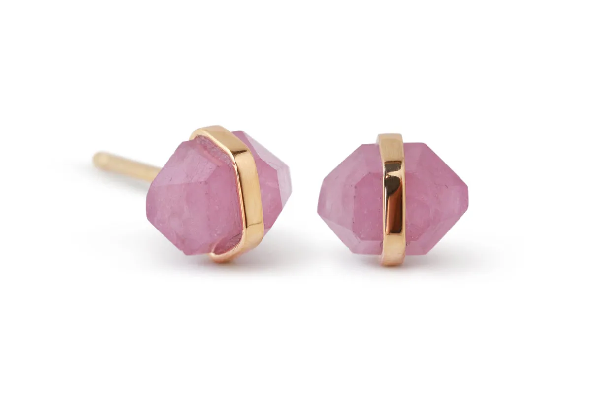 Small Bezel Wrapped Herkimer cut Ruby Stud Earrings sold by Melissa Joy Manning