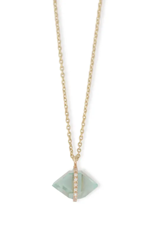 Large Micropave Bezel Wrapped Herkimer cut Aquamarine Necklace made by Melissa Joy Manning