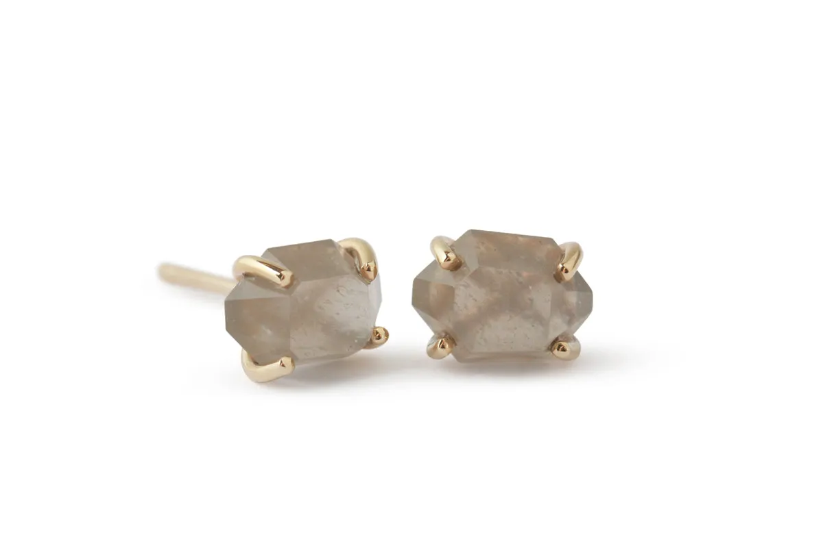 Small Prong set Herkimer cut Labradorite Stud Earrings sold by Melissa Joy Manning