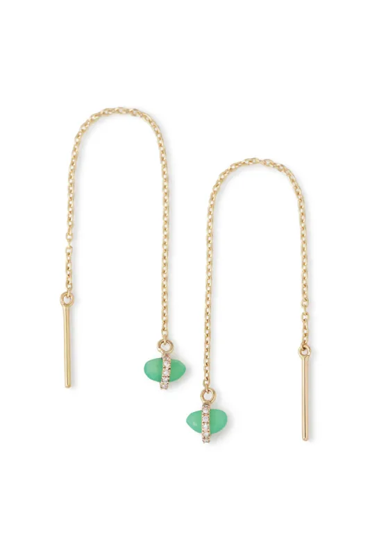 Micropave Wrapped Chrysophrase Threader Earrings sold by Melissa Joy Manning