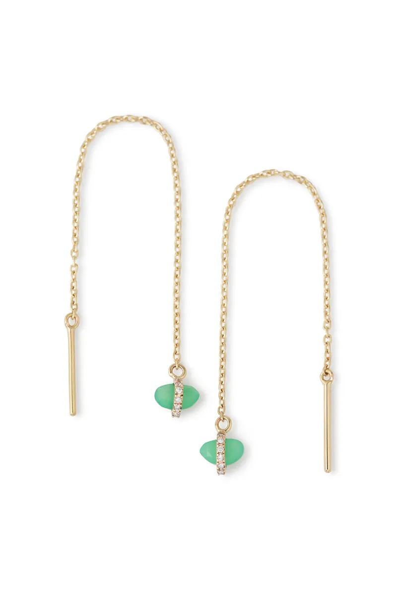 Micropave Wrapped Chrysophrase Threader Earrings sold by Melissa Joy Manning