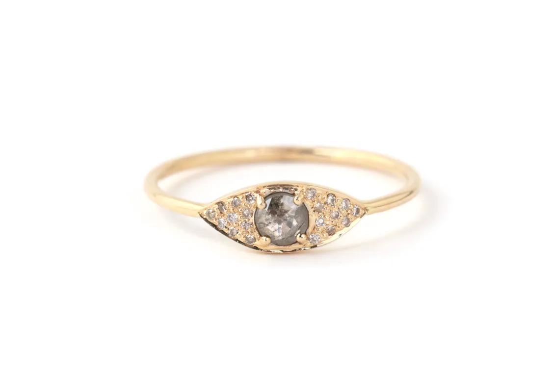 Rosecut Grey Diamond Eye Ring by Celine Daoust sold by Melissa Joy Manning