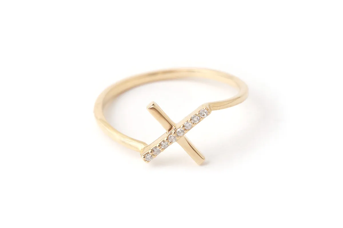 Pave Diamond X Ring sold by Melissa Joy Manning