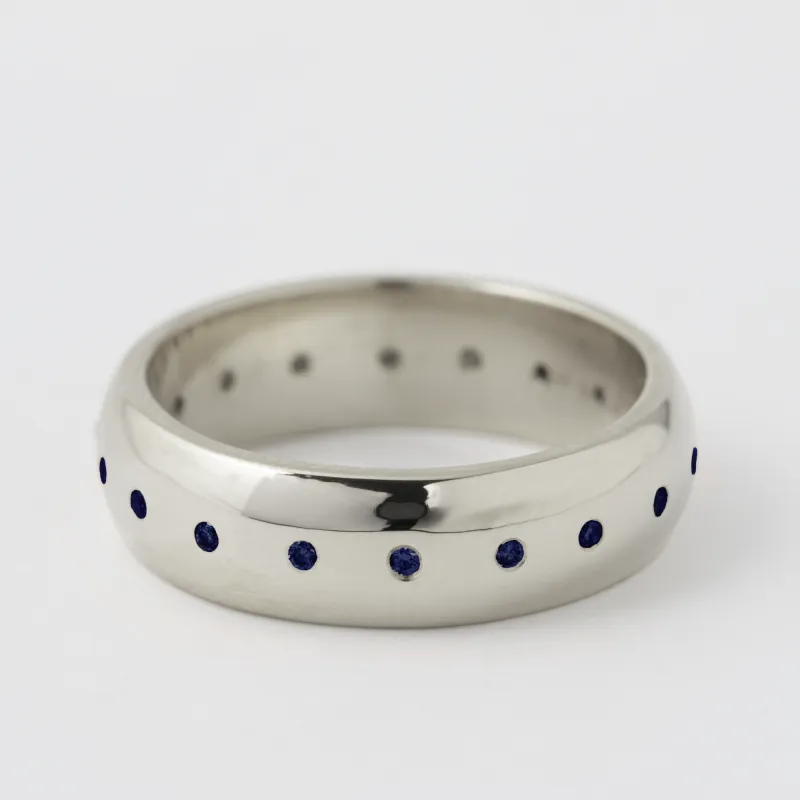 Sapphire 6mm Domed Band - 18k White Gold sold by Melissa Joy Manning