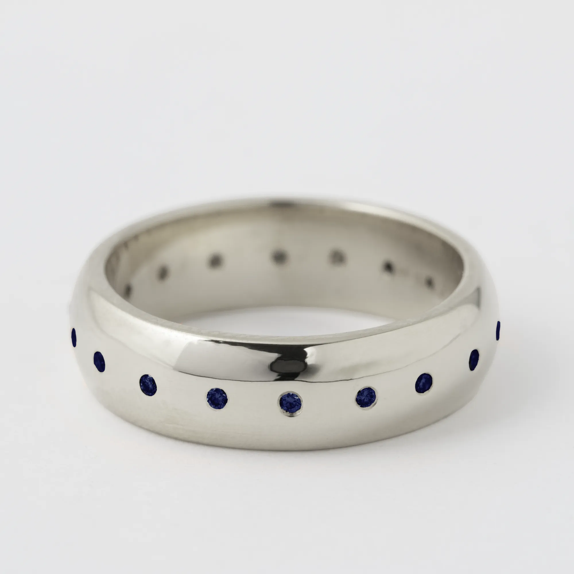 Sapphire 6mm Domed Band - 18k White Gold sold by Melissa Joy Manning