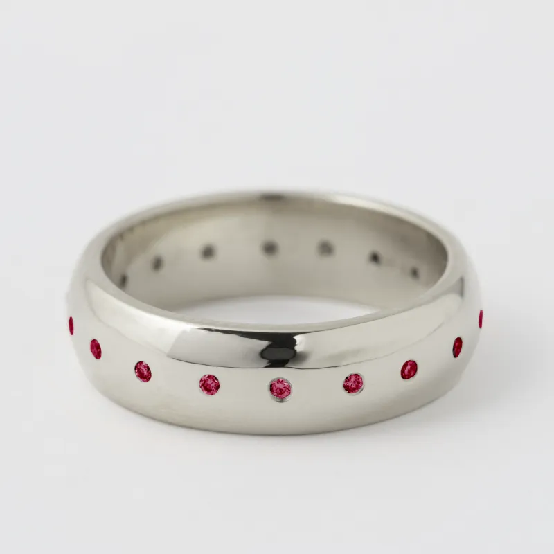Ruby 6mm Domed Band - 18k White Gold sold by Melissa Joy Manning
