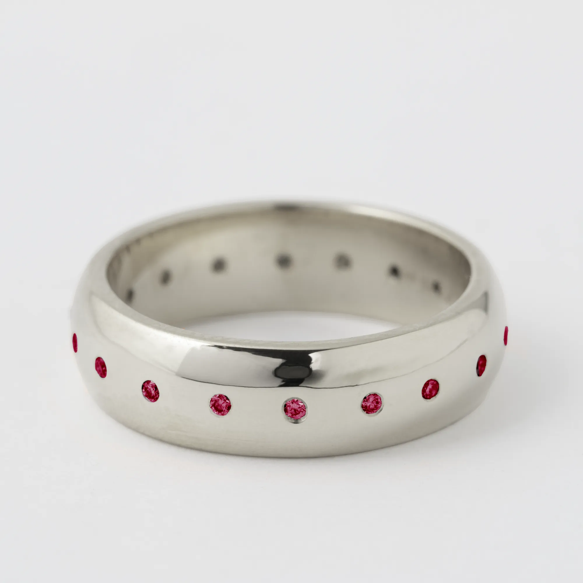 Ruby 6mm Domed Band - 18k White Gold sold by Melissa Joy Manning