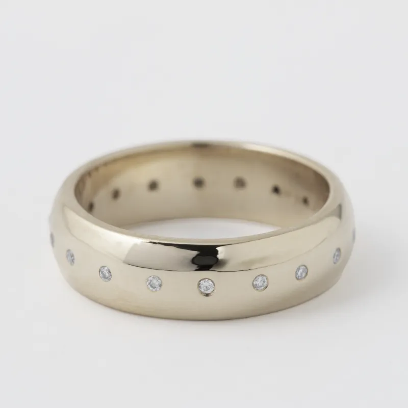 White Diamond 6mm Domed Band - 18k White Gold sold by Melissa Joy Manning