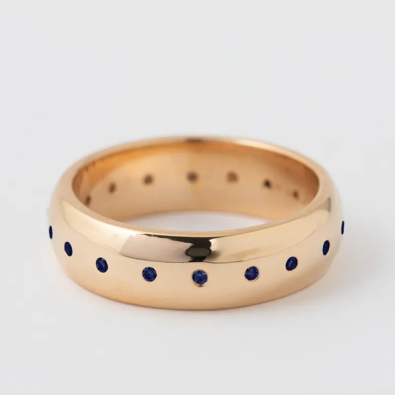 Sapphire 6mm Domed Band - 18k Rose Gold sold by Melissa Joy Manning