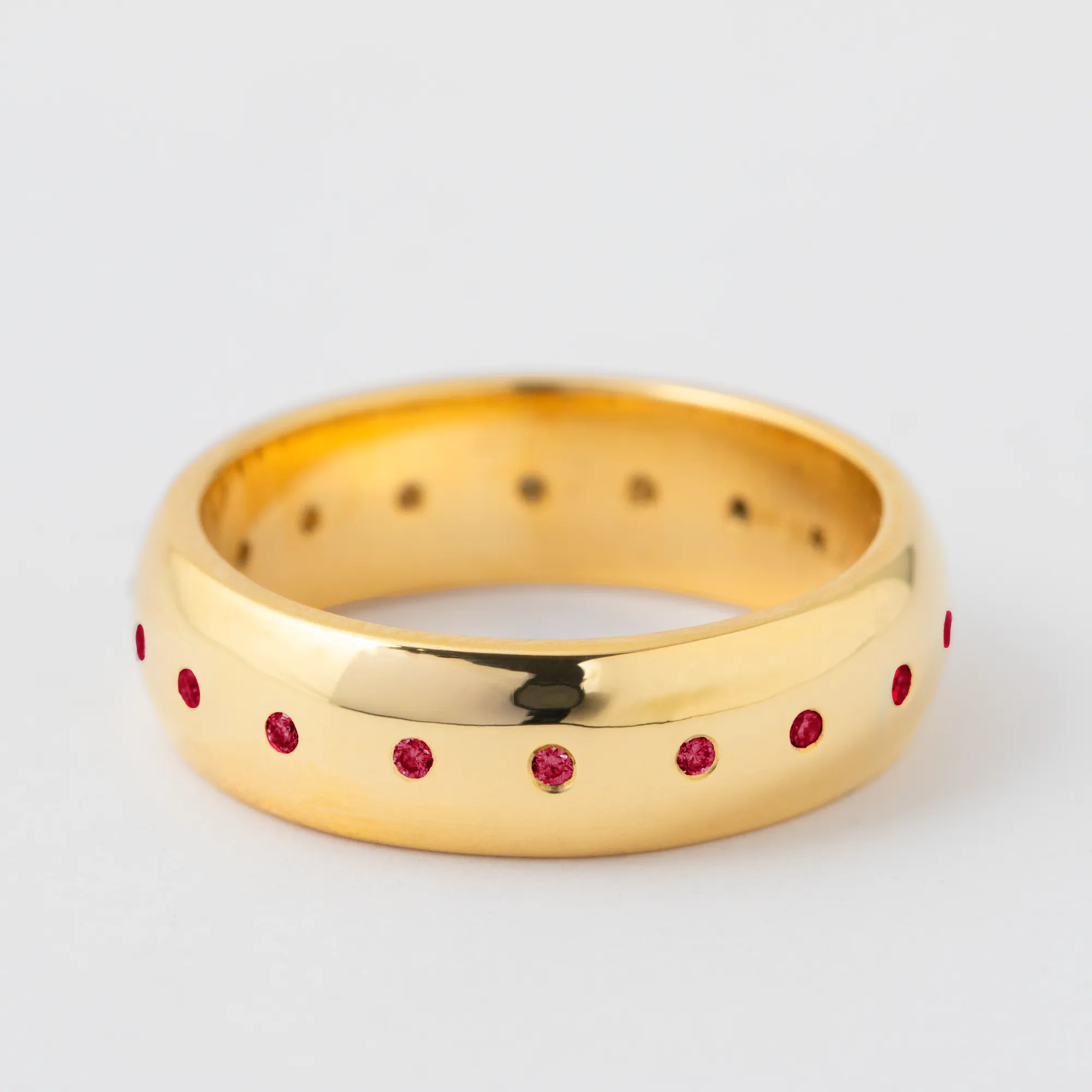 Ruby 6mm Domed Band - 18k Yellow Gold sold by Melissa Joy Manning