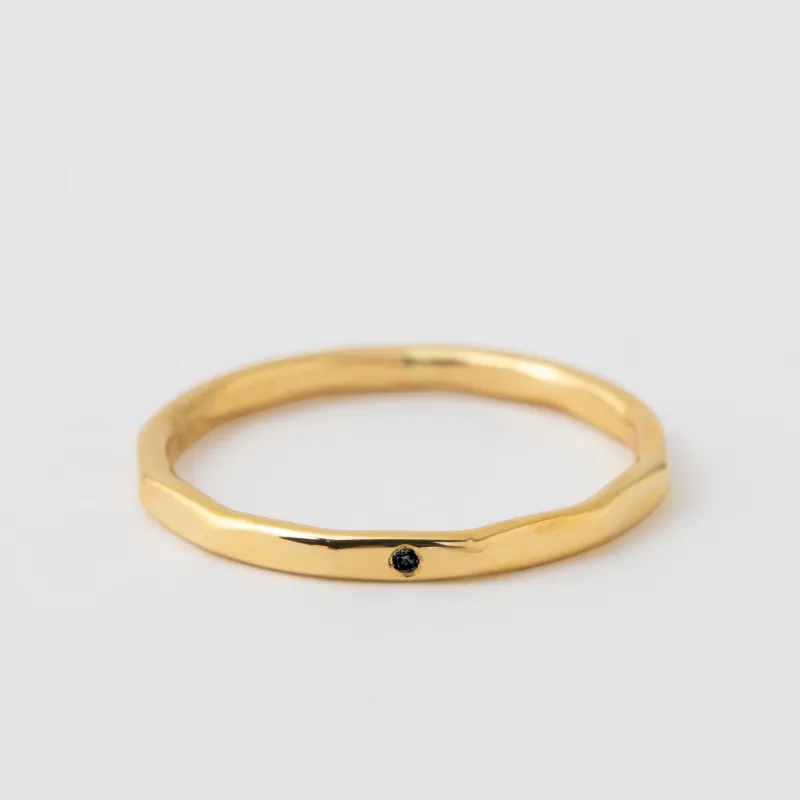 Single Flush Set Black Diamond Band - 18k Yellow Gold sold by Melissa Joy Manning