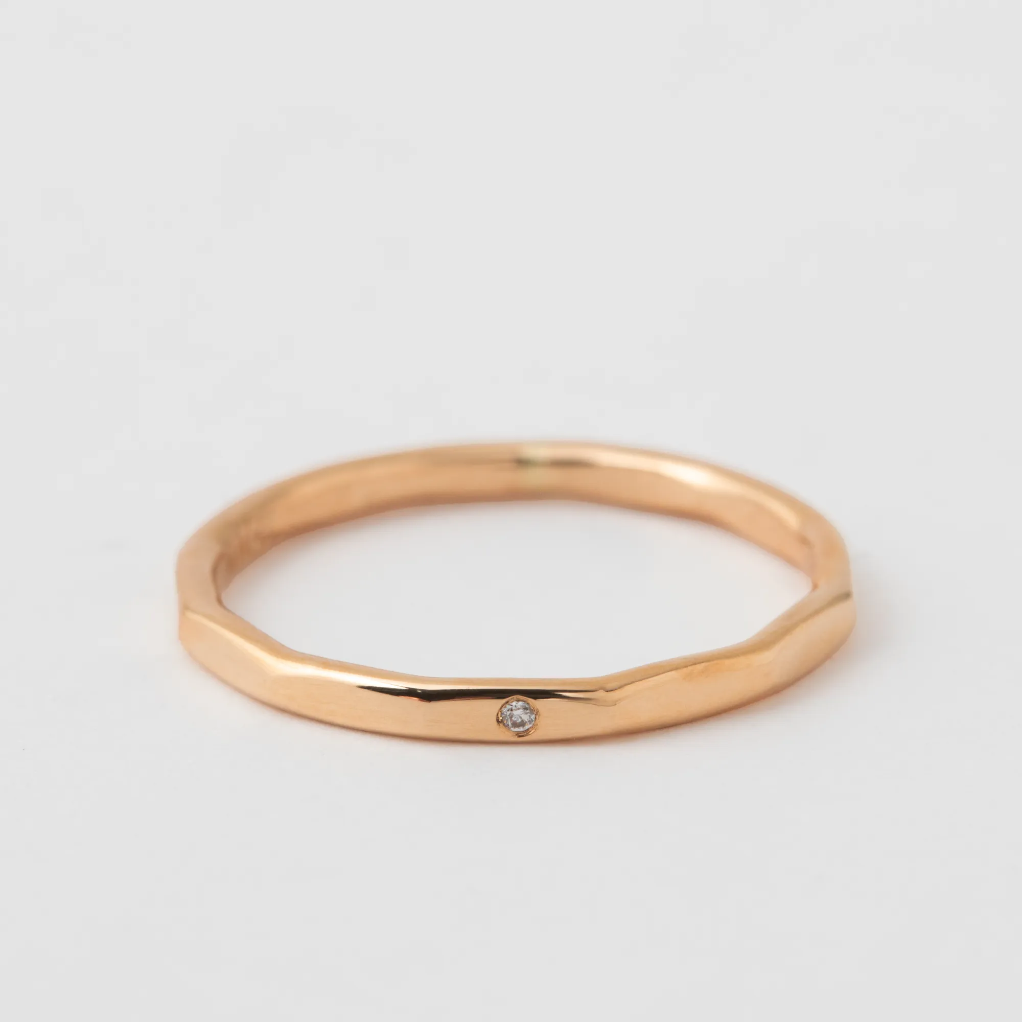 Single Flush Set White Diamond Band - 14k Yellow Gold sold by Melissa Joy Manning