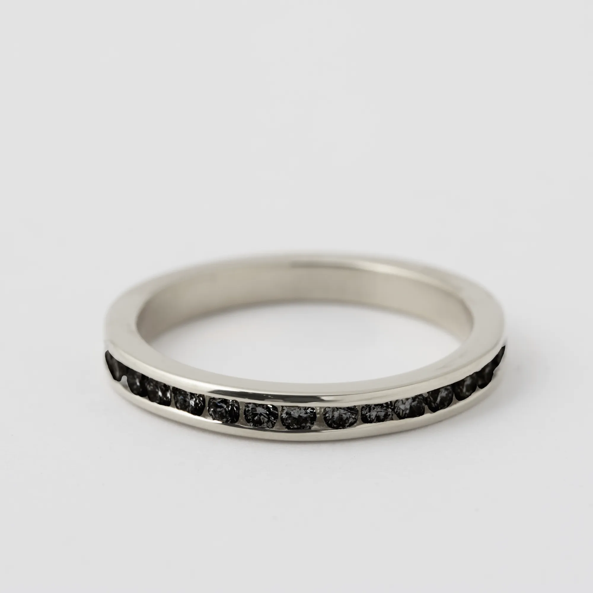 Half Channel Set Black Diamond Band - 18k White Gold sold by Melissa Joy Manning