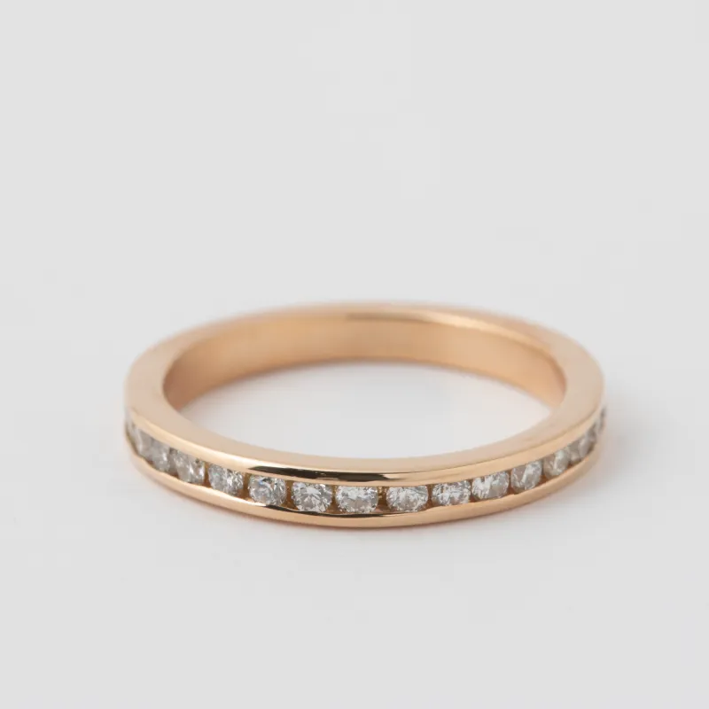 Half Channel Set White Diamond Band - 18k Rose Gold sold by Melissa Joy Manning