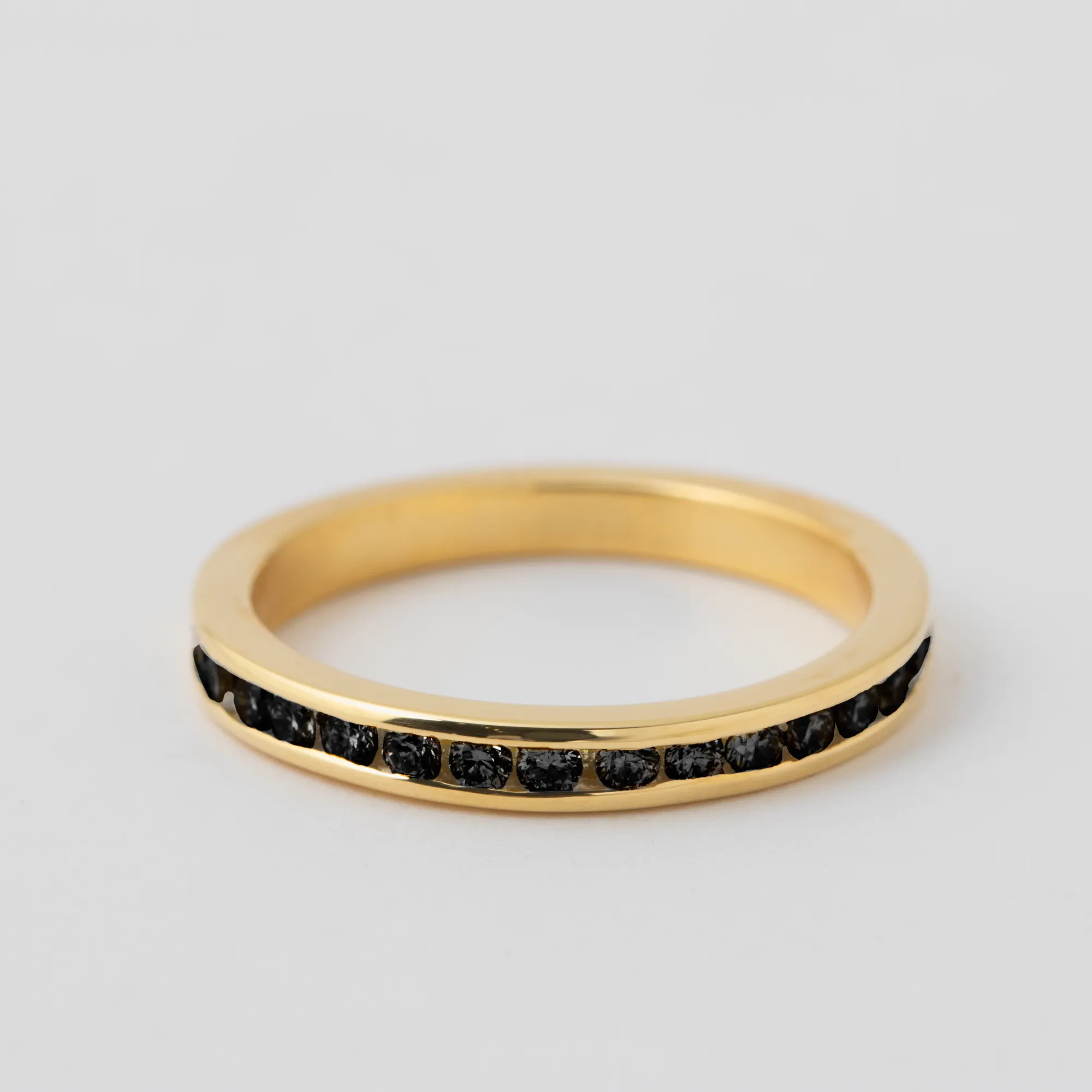 Half Channel Set Black Diamond Band - 18k Yellow Gold sold by Melissa Joy Manning