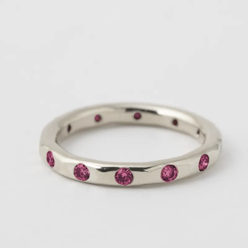 Flush Set 2mm Ruby Band - 18 Karat White Gold sold by Melissa Joy Manning