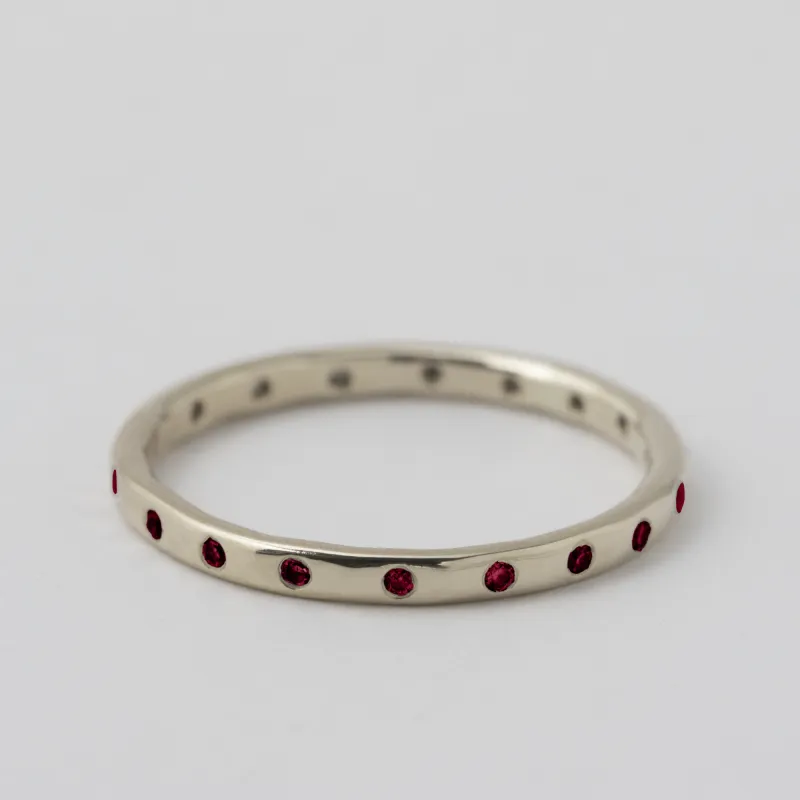 Flush Set 18 Ruby Band - 18k White Gold sold by Melissa Joy Manning