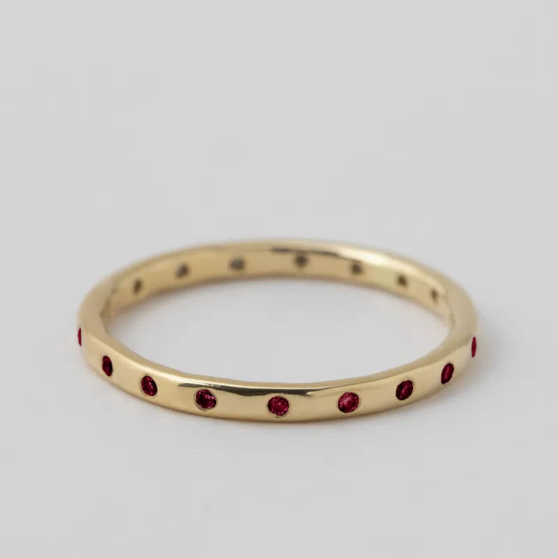 Flush Set 18 Ruby Band - 14k Yellow Gold sold by Melissa Joy Manning