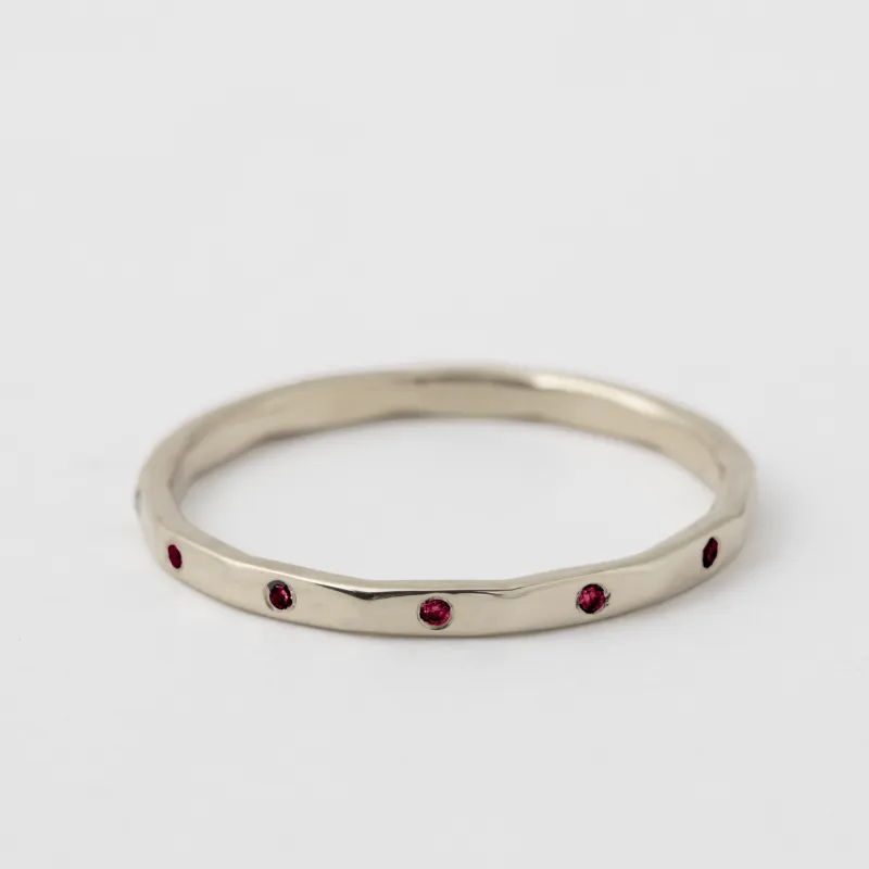 Flush Set 12 Ruby Sapphire Band - 18k White Gold sold by Melissa Joy Manning