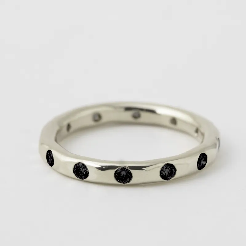 Flush Set 2mm Black Diamond Band - 18k White Gold sold by Melissa Joy Manning