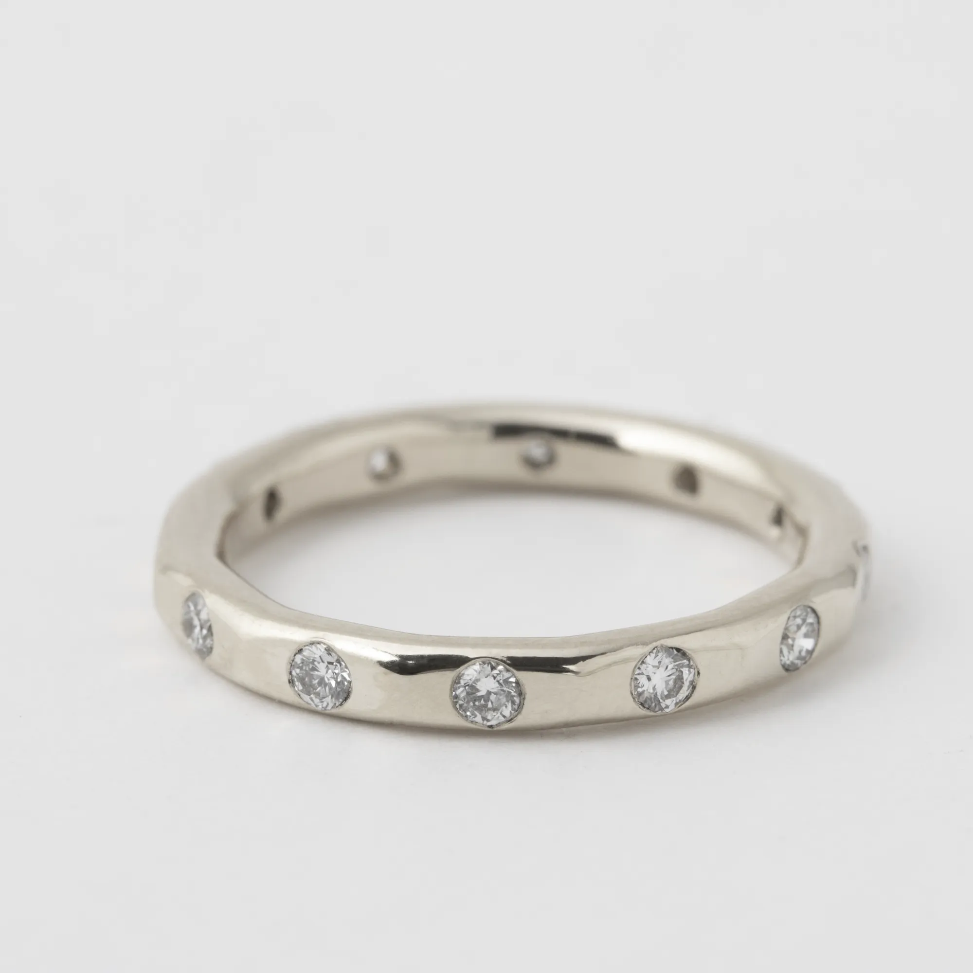 Flush Set 2mm White Diamond Band - 18k White Gold sold by Melissa Joy Manning