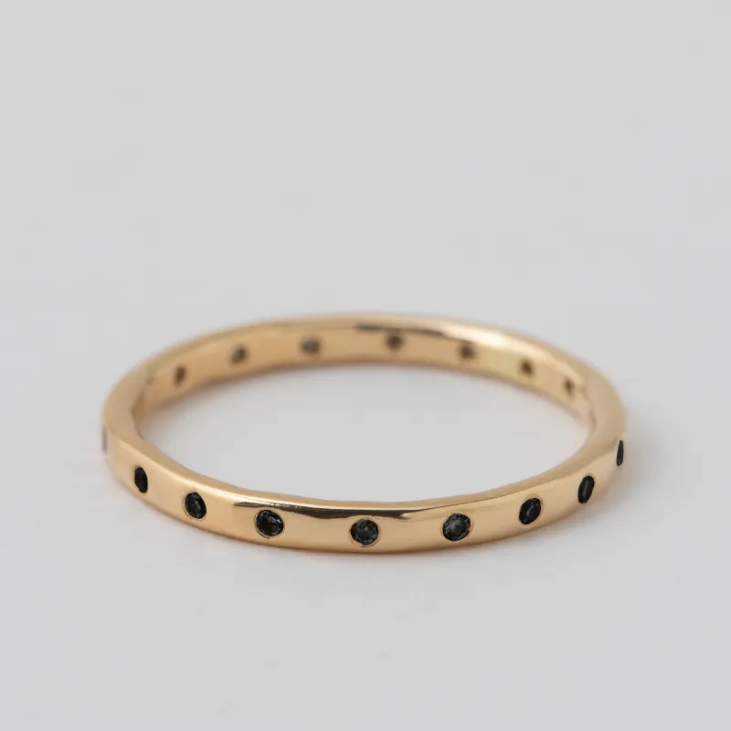 Flush Set 18 Black Diamond Band - 14k Yellow Gold sold by Melissa Joy Manning