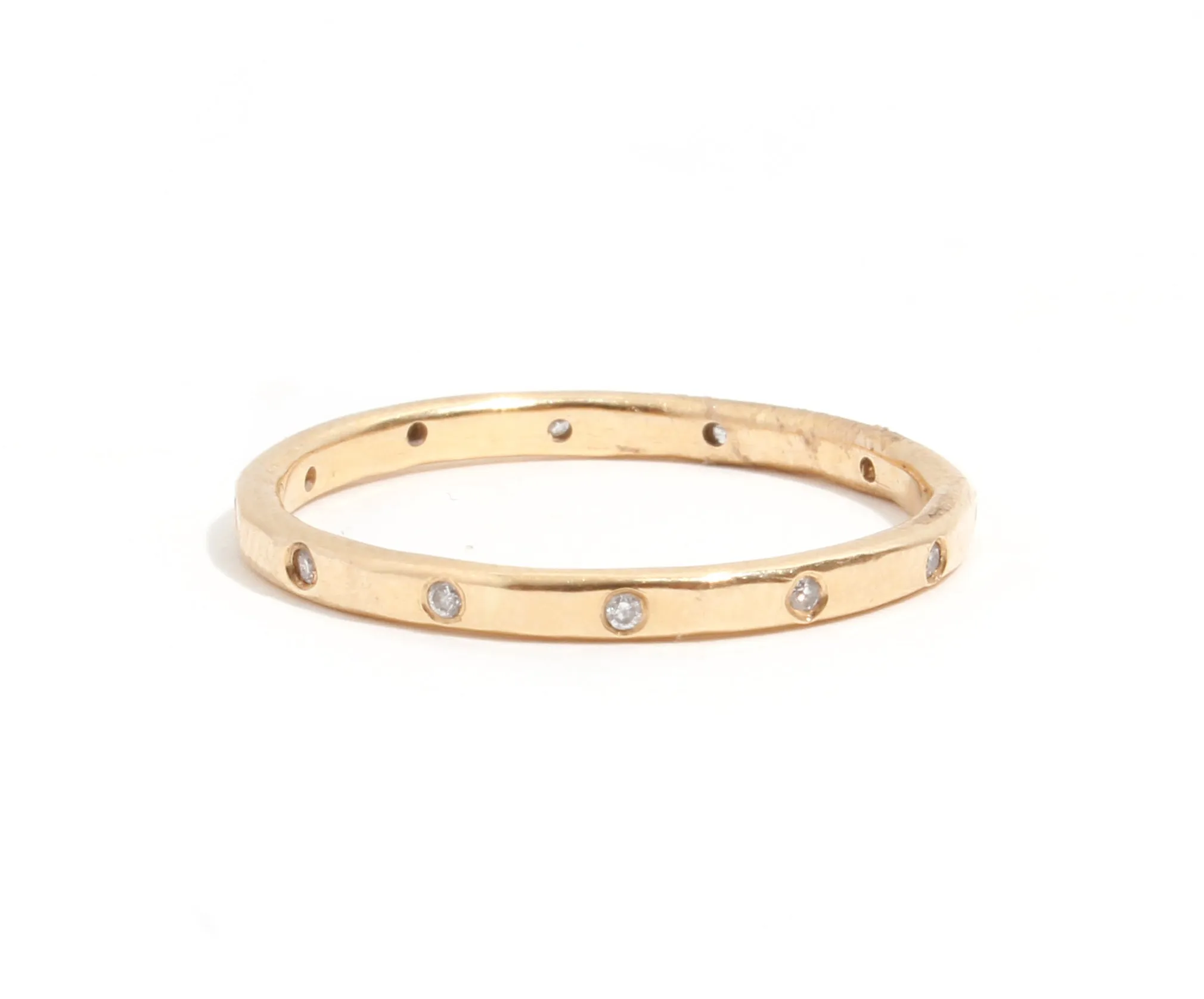 Flush Set 12 White Diamond Band - 14k Yellow Gold sold by Melissa Joy Manning