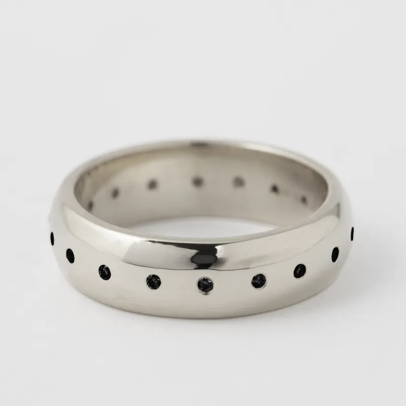 6mm Domed Black Diamond Band - 18k White Gold sold by Melissa Joy Manning