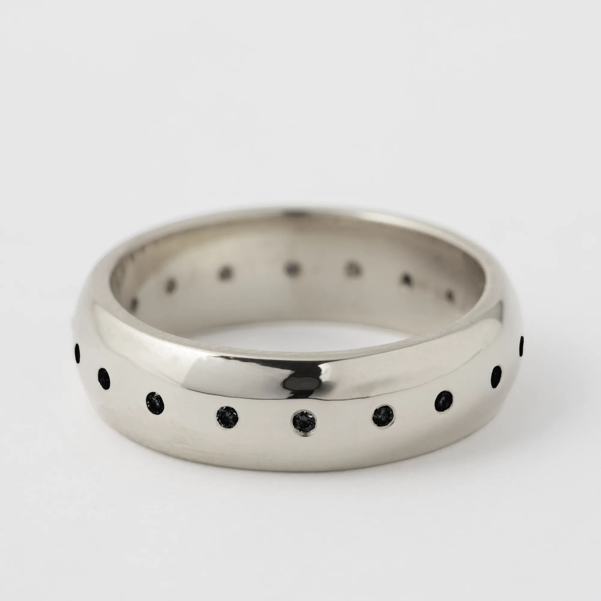 6mm Domed Black Diamond Band - 18k White Gold sold by Melissa Joy Manning