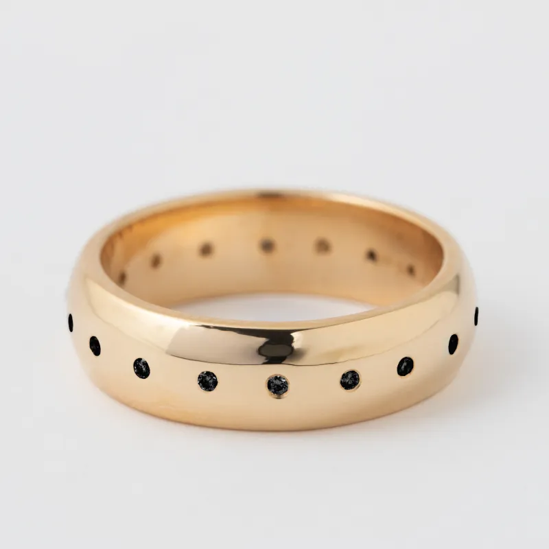 Black Diamond 6mm Domed Band - 18k Yellow Gold sold by Melissa Joy Manning