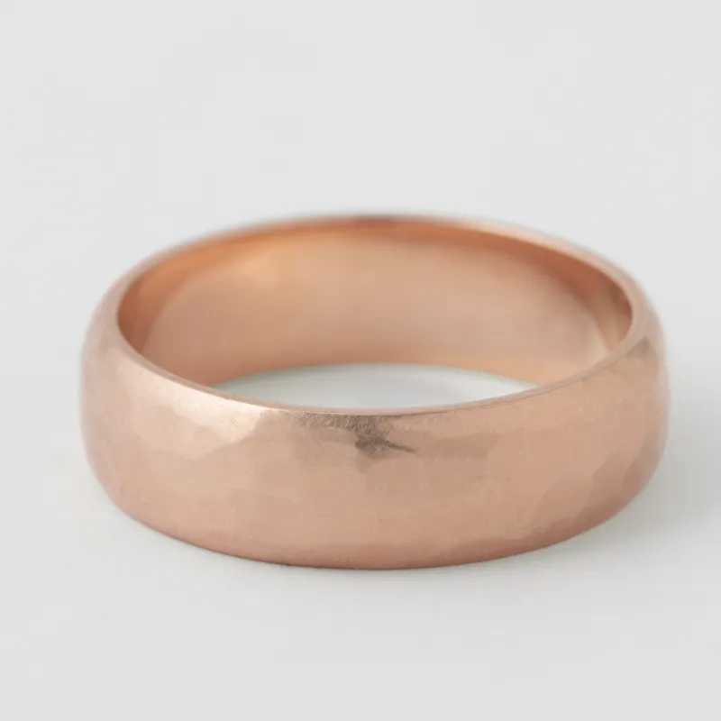 6mm Domed Hammered Solid Band - 14K Rose Gold sold by Melissa Joy Manning