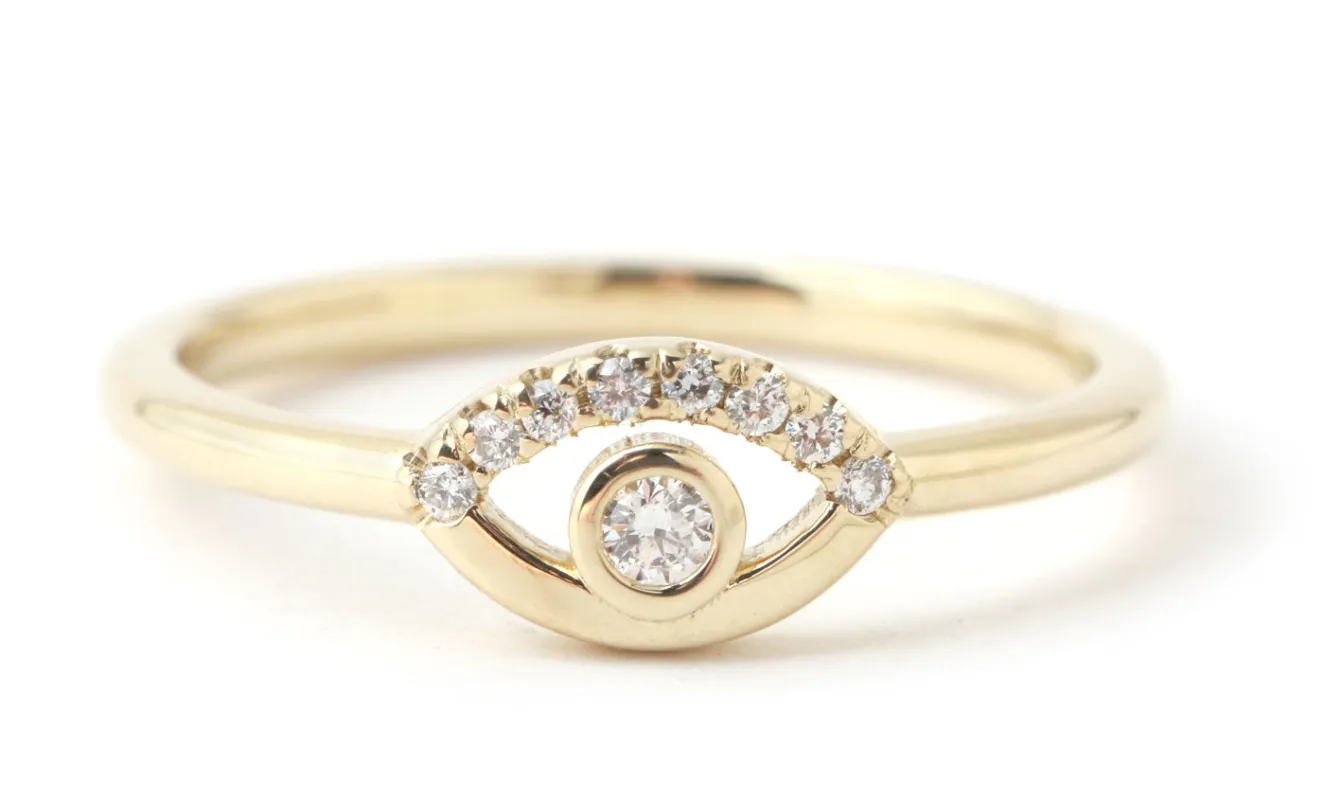 Pave White Diamond Wink Ring made by Melissa Joy Manning