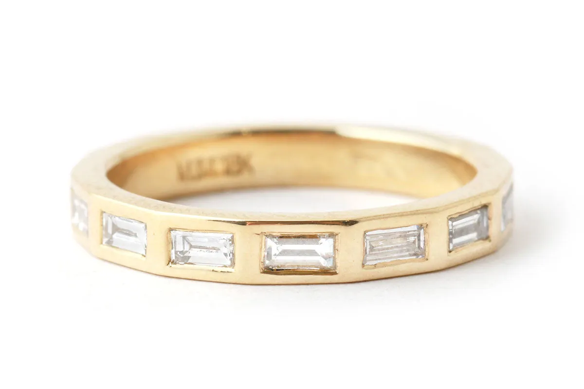 White Diamond Baguette Band - 18k Yellow Gold sold by Melissa Joy Manning
