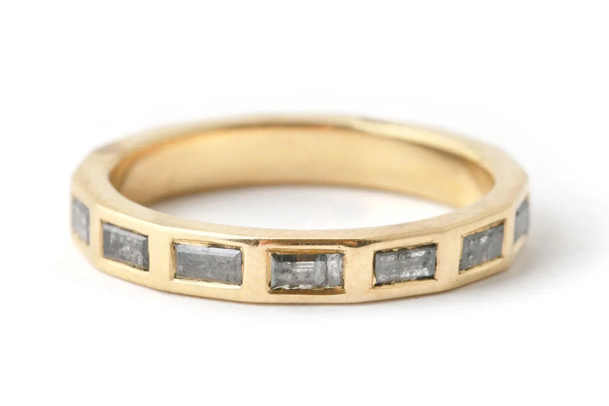 Salt and Pepper Diamond Baguette Band - 18k Yellow Gold sold by Melissa Joy Manning