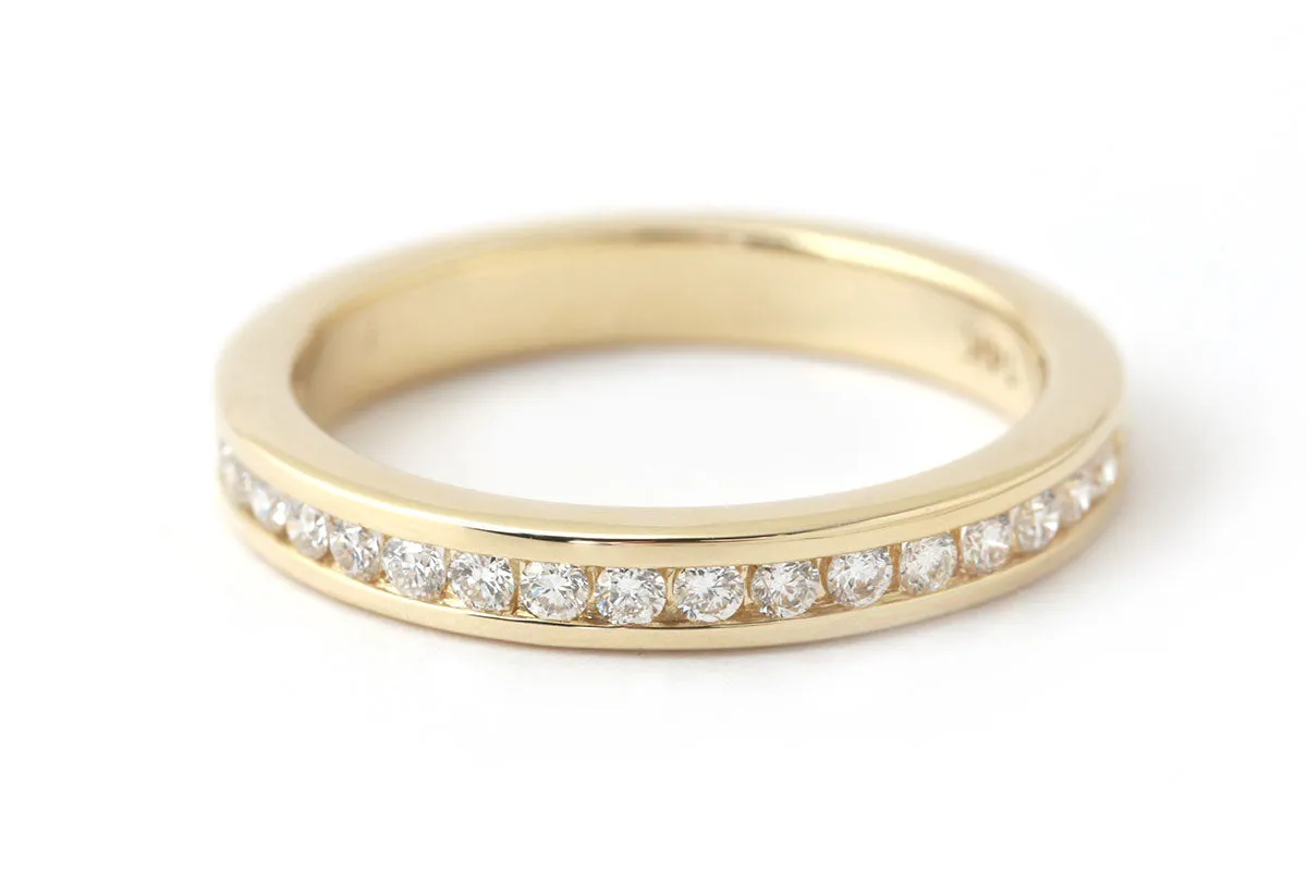 White Diamond Half Channel Eternity Band- 14k Yellow Gold sold by Melissa Joy Manning