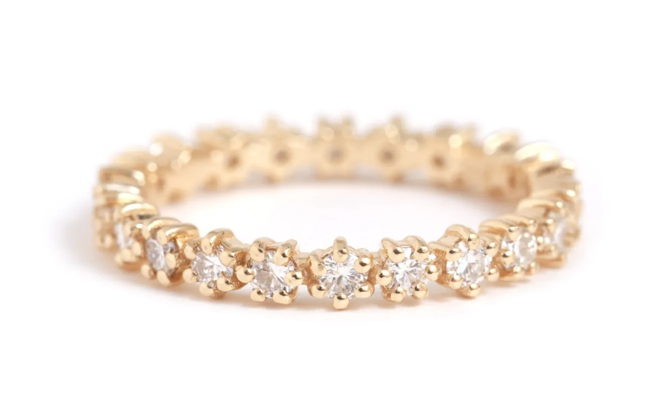 Prong Set White Diamond Eternity Band - 14k Yellow Gold sold by Melissa Joy Manning