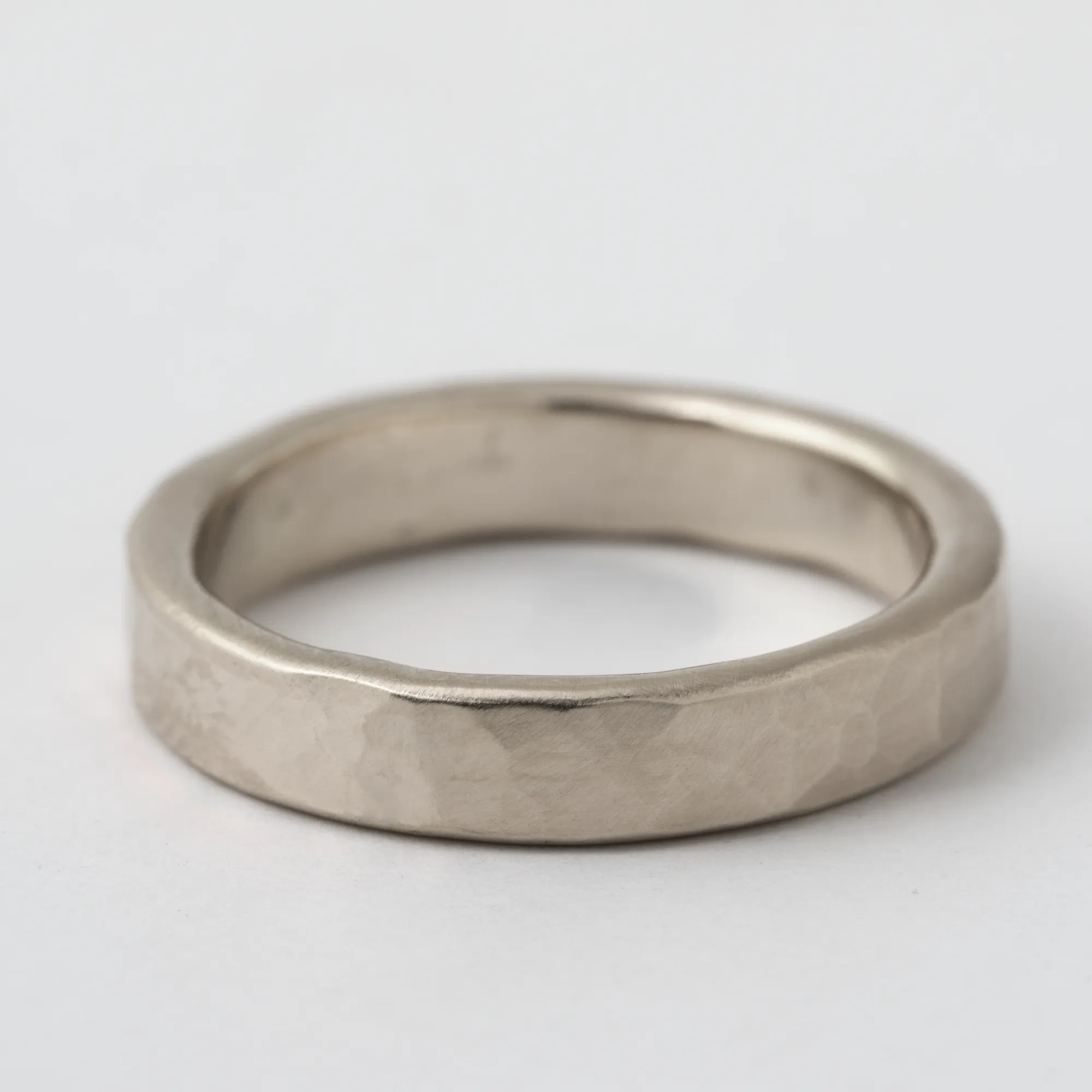 4mm Hammered Band - 18k White Gold sold by Melissa Joy Manning