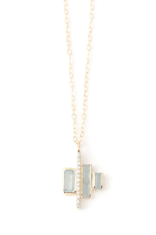Cityscape Triple Aquamarine and Diamond Tower Necklace sold by Melissa Joy Manning