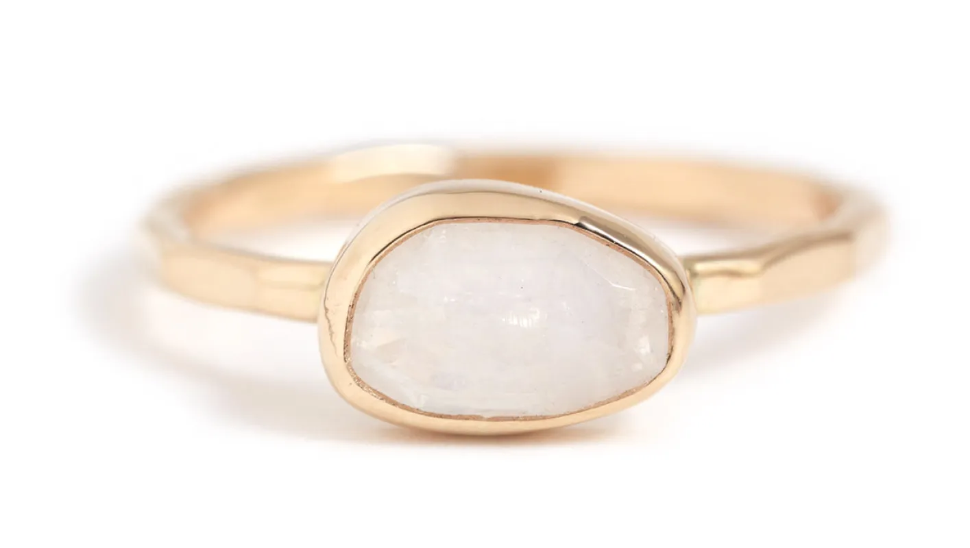 Freeform East-West Rainbow Moonstone Ring sold by Melissa Joy Manning