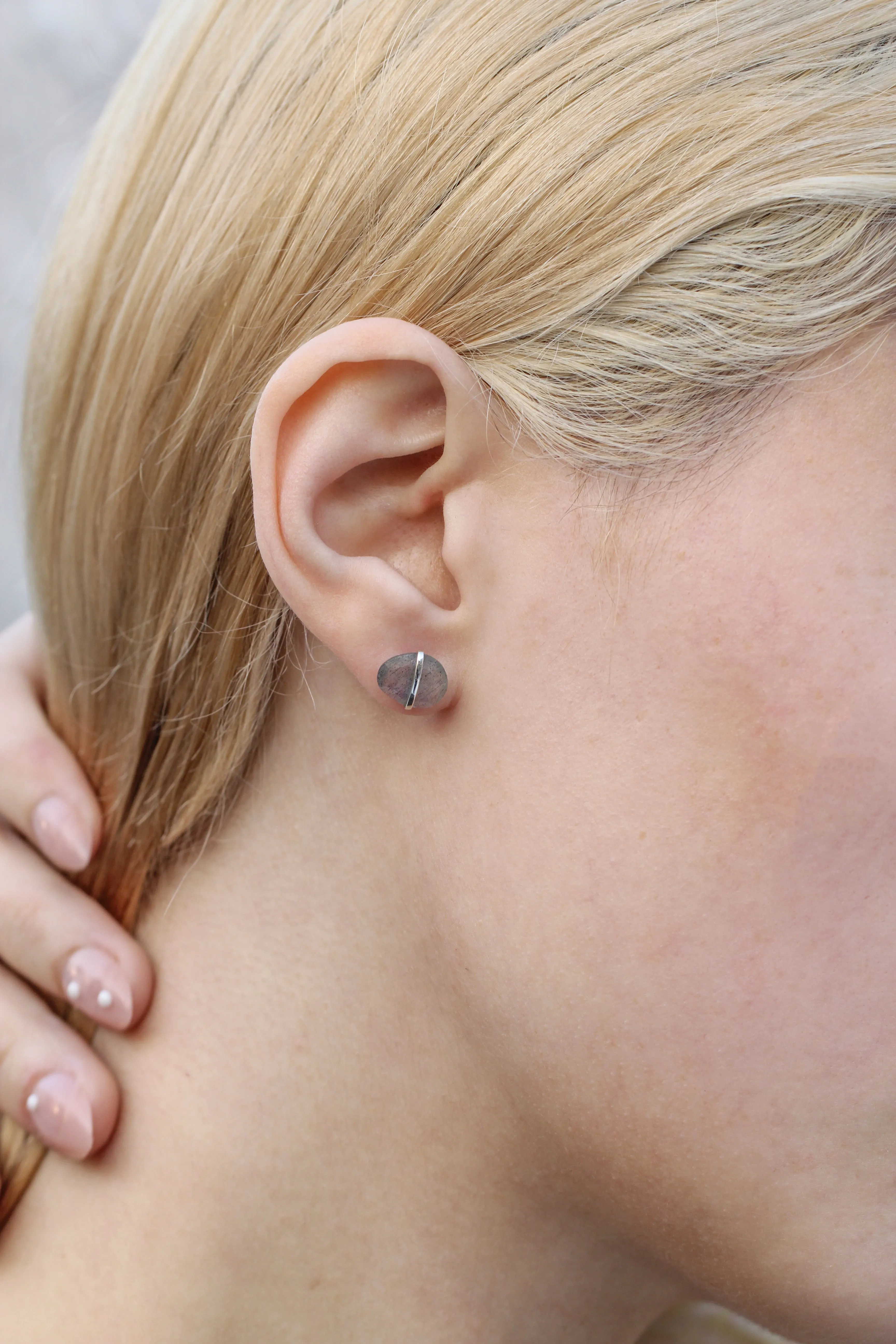 Large Bezel Wrapped Freeform Stud Earrings sold by Melissa Joy Manning product image thumbnail 2