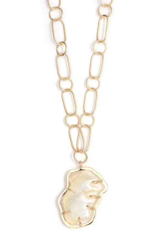 American natural pearl prong halo necklace made by Melissa Joy Manning