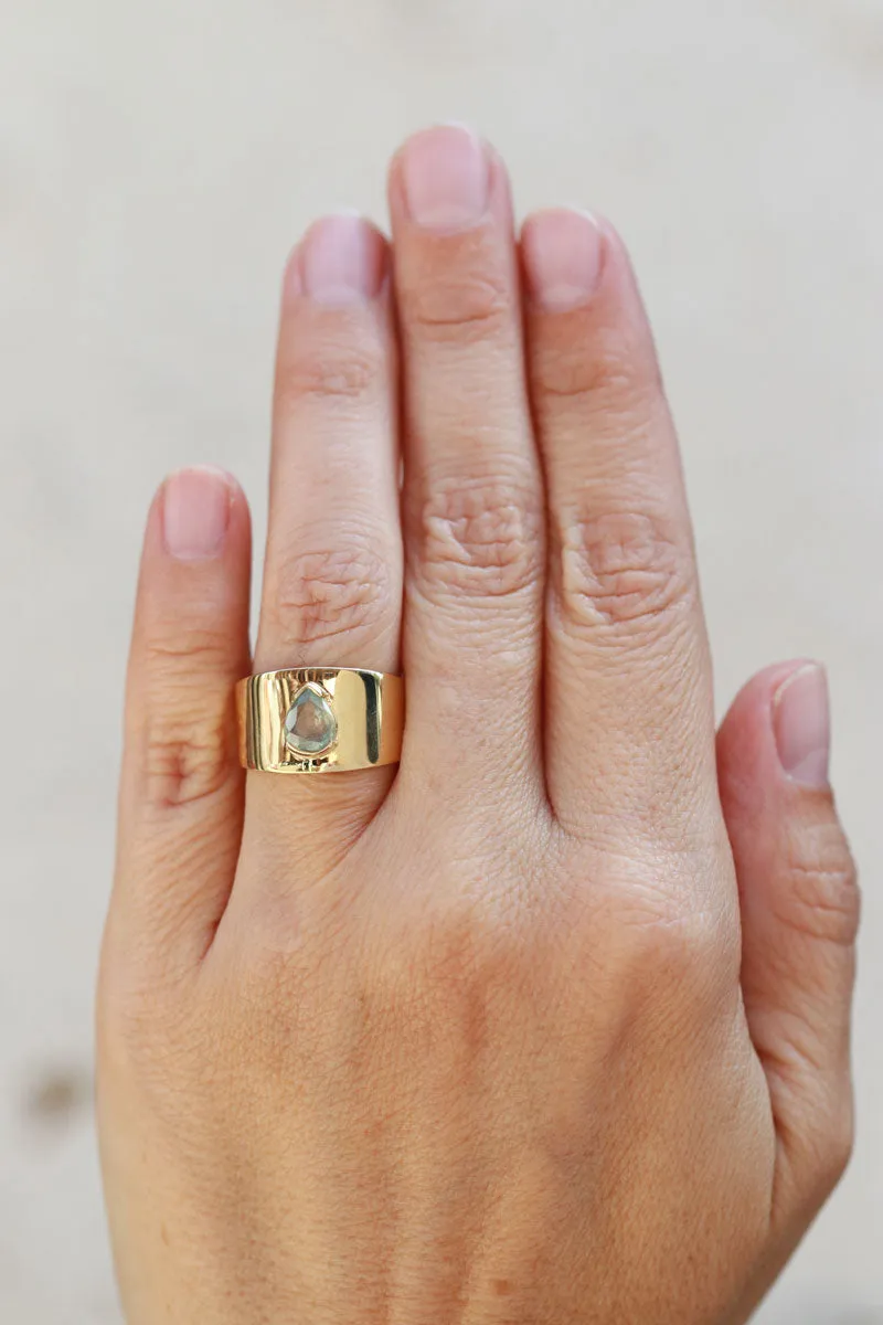 Pale Green Sapphire Cigar Band Ring sold by Melissa Joy Manning product image thumbnail 2